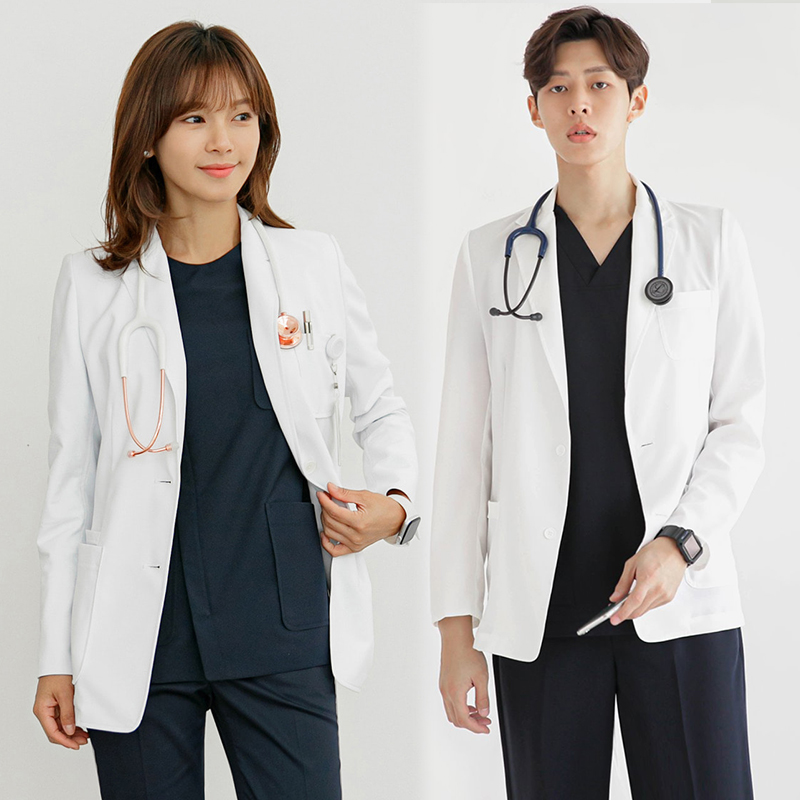 Medical Lab Years - Unisexowy fartuch laboratoryjny z długim rękawem,
