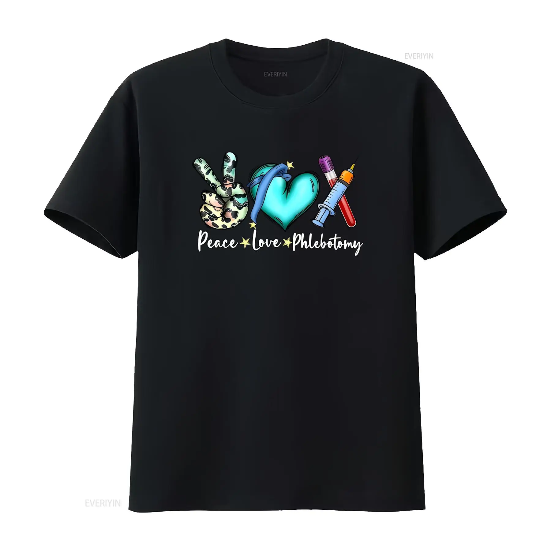 Medical Lab Design - Koszulka Peace Love Phlebotomy dla techników