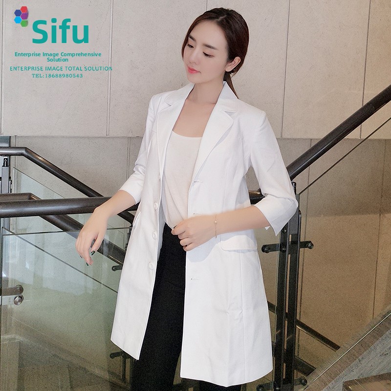 Medical Lab Management - Koreański styl medyczny, damski fartuch roboczy